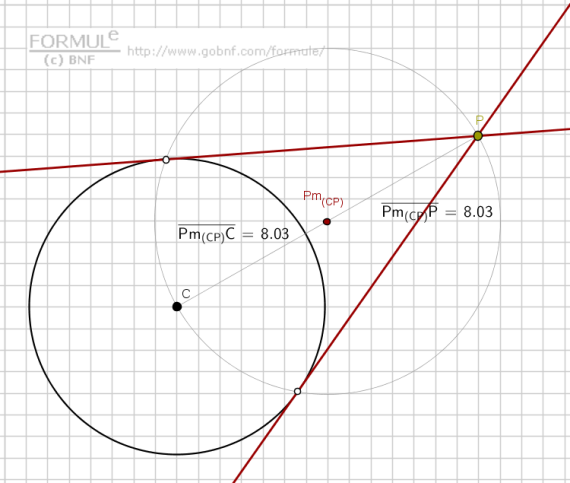 Immagine, costruzione geometrica rette tangenti ad una circonferenza per un punto esterno, rette tangenti ad una circonferenza
