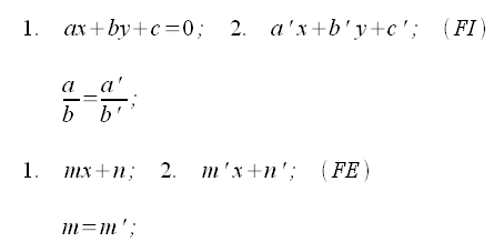 Geometria analitica del piano, condizioni di parallelismo