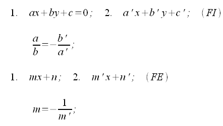 Geometria analitica del piano, condizioni di perpendicolarita'