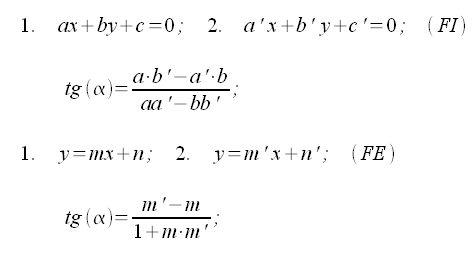 Geometria analitica del piano, angolo formato da due rette non parallele