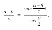 Trigonometria, teorema di Delambre, formule o equazioni di Mollweide