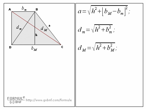 Geometria, trapezio rettangolo, base minore, base maggiore, diagonale minore, diagonale maggiore, altezza, lato obliquo