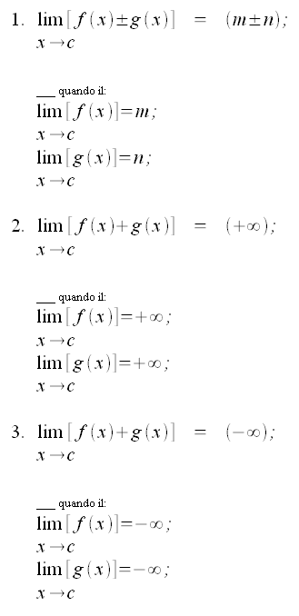 Limiti, operazioni, somma