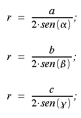 Trigonometria, raggio del cerchio circoscritto ad un triangolo, formule