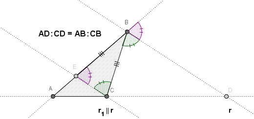 Geometria del piano, teorema di Talete, bisettrice dell'angolo esterno di un triangolo