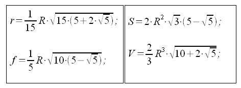 Geometria solida, icosaedro inscritto in una sfera, icosaedro circoscritto ad una sfera