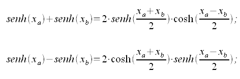 Formule di Prostaferesi, somma, seno iperbolico