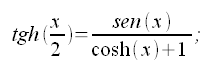 Formule di bisezione, tangente iperbolica