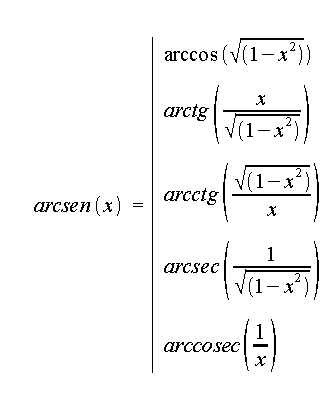 Relazioni principali, funzioni trigonometriche inverse, arcoseno, relazioni funzioni goniometriche inverse con argomento maggiore 0