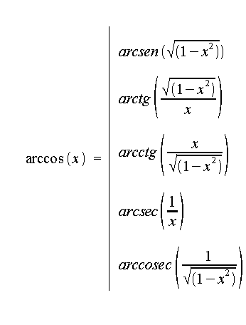 Relazioni principali, funzioni trigonometriche inverse, arcocoseno, relazioni funzioni goniometriche inverse con argomento maggiore 0