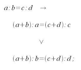 Elementi di algebra, proporzione, proprieta' del comporre