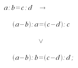 Elementi di algebra, proporzione, proprieta' dello scomporre, antecedente maggiore del conseguente