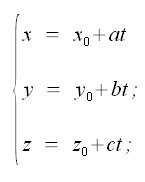 Geometria analitica nello spazio, equazione parametrica della retta nello spazio