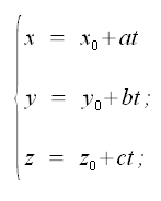 Geometria analitica nello spazio, equazione parametrica della retta nello spazio