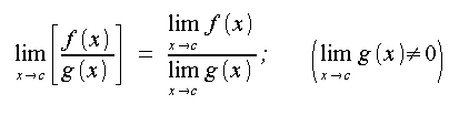 Limiti, operazioni, limite di un quoziente