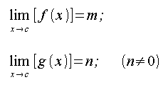 Limiti, operazioni, limiti finiti delle funzioni