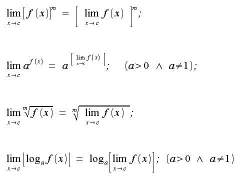 Limiti, operazioni sui limiti, limite di un logaritmo, limite della radice n-esima di una funzione, limite di una funzione esponenziale