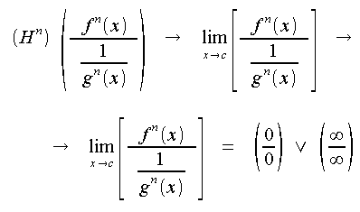 Limiti, forme indeterminate, forme di indecisione, forme indeterminate, limite del rapporto delle derivate n-esime