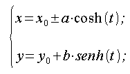 Geometria analitica del piano, curve, iperbole, equazione parametrica, equazione parametrica cartesiana, coordinate cartesiane, centro in C