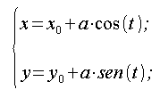 Geometria analitica del piano, curve, circonferenza, equazione parametrica, equazione parametrica cartesiana, coordinate cartesiane, centro in C