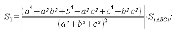 Geometria del piano, primo triangolo di Brocard, formula superficie primo triangolo di Brocard, area del triangolo