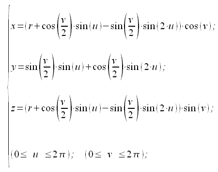 Geometria analitica nello spazio, superfici, bottiglia di Klein, equazione parametrica, equazione parametrica bottiglia di klein