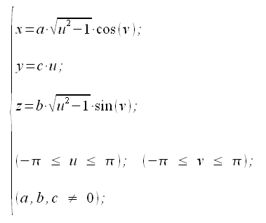 Geometria analitica nello spazio, superfici, iperboloide ellittico, two-sheet hyperboloid, equazione parametrica, equazione parametrica iperboloide ellittico