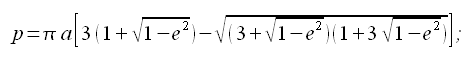 Geometria analitica del piano, lunghezza approssimata di un ellisse, asse maggiore, eccentricia', formula di Ramanujan