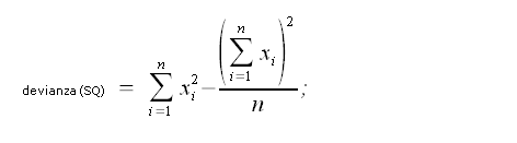 Statistica, misure di dispersione, devianza, formula empirica