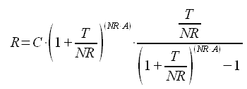 Matematica finanziaria, Piano di ammortamento alla francese, formula per il calcolo del valore della rata