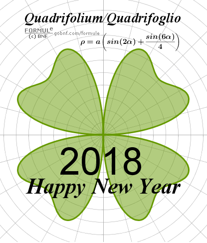 FormuL[eCards], Cartoline di matematica, Auguri, Felice Anno Nuovo 2018, Curva quadrifoglio