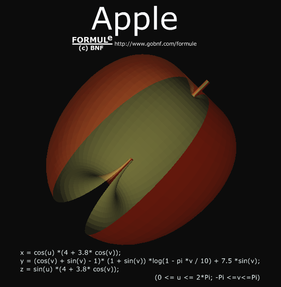 Curve e superfici-Varie, galleria, immagine conchiglia, equazione cartesiana parametrica mela, Curves & surfaces-Miscellaneous, gallery, image of apple, parametric equation of apple